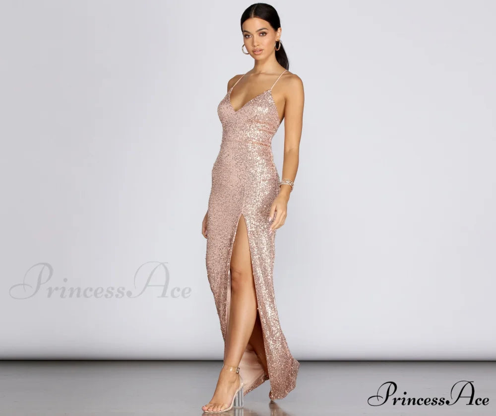 Cara Formal Sequin Charming And Pearl Dress