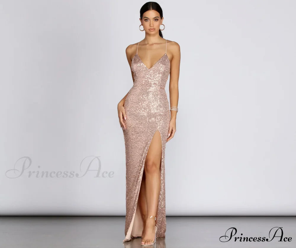 Cara Formal Sequin Charming And Pearl Dress