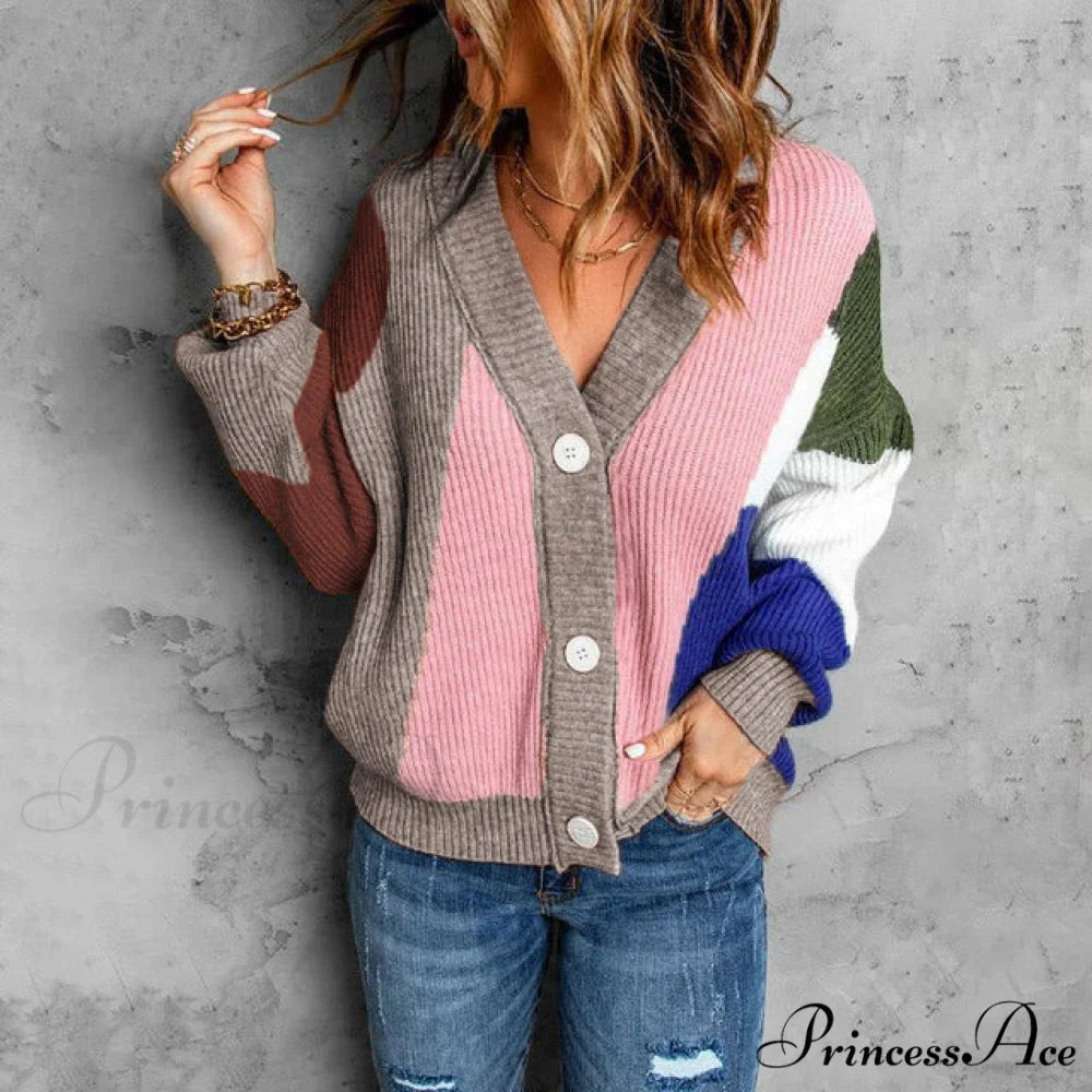Cardigan Contrast with Knitted Color