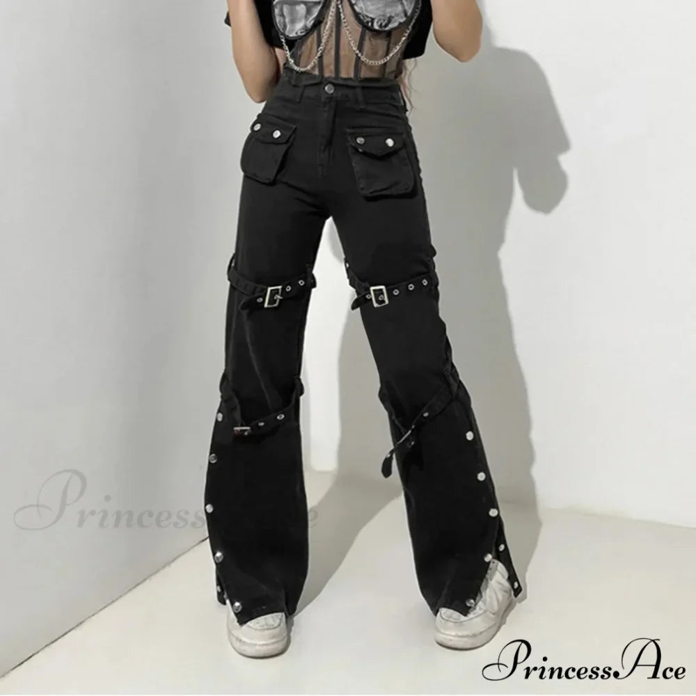 Cargo Flared Wide Leg Streetwear Jeans