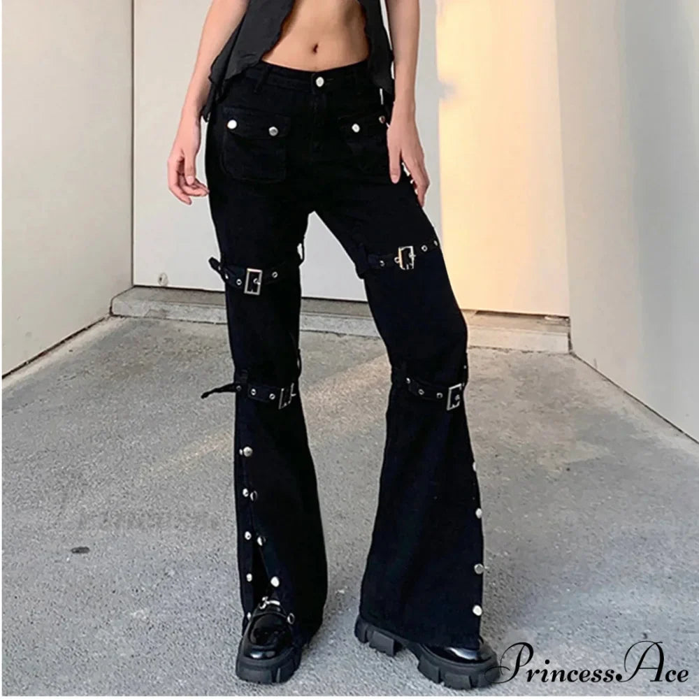 Cargo Flared Wide Leg Streetwear Jeans