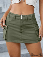 Cargo Pocket Small Waist Skirt