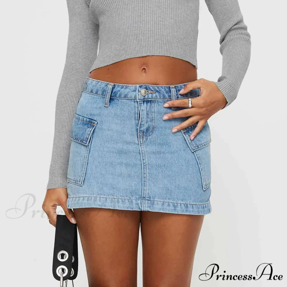 Cargo Pocket Small Waist Skirt