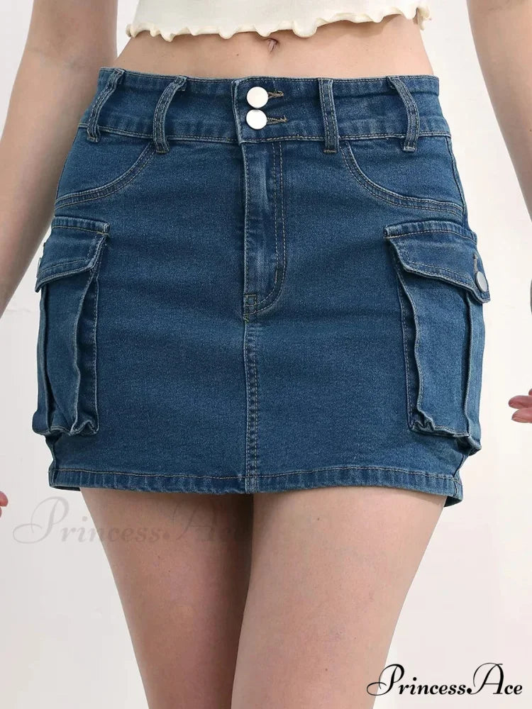Cargo Pocket Small Waist Skirt