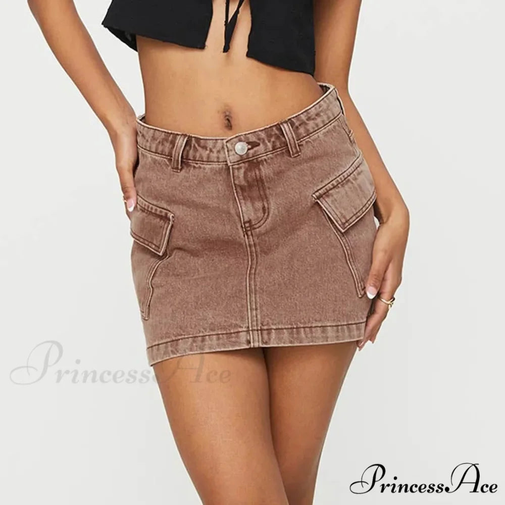 Cargo Pocket Small Waist Skirt