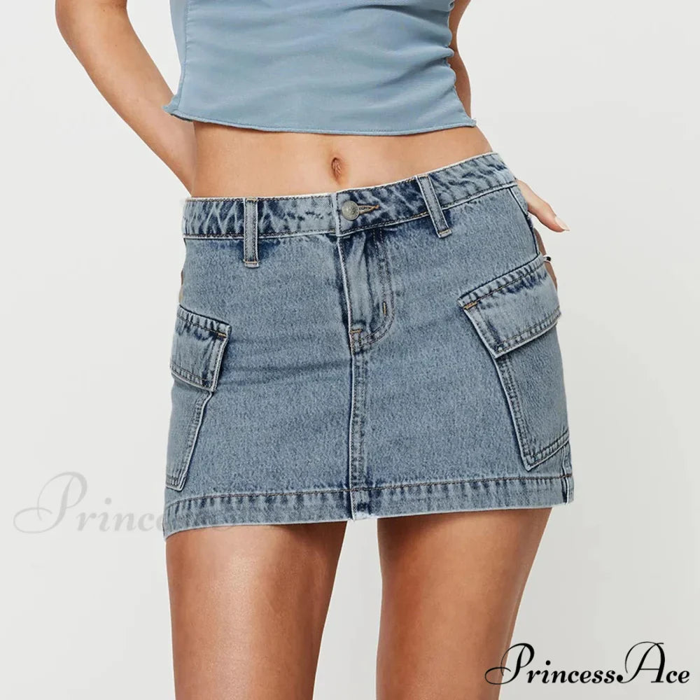 Cargo Pocket Small Waist Skirt