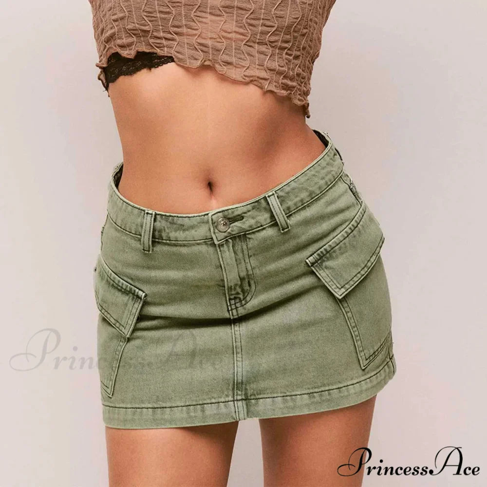 Cargo Pocket Small Waist Skirt