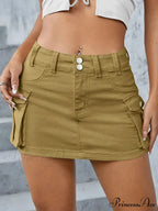 Cargo Pocket Small Waist Skirt