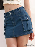 Cargo Pocket Small Waist Skirt