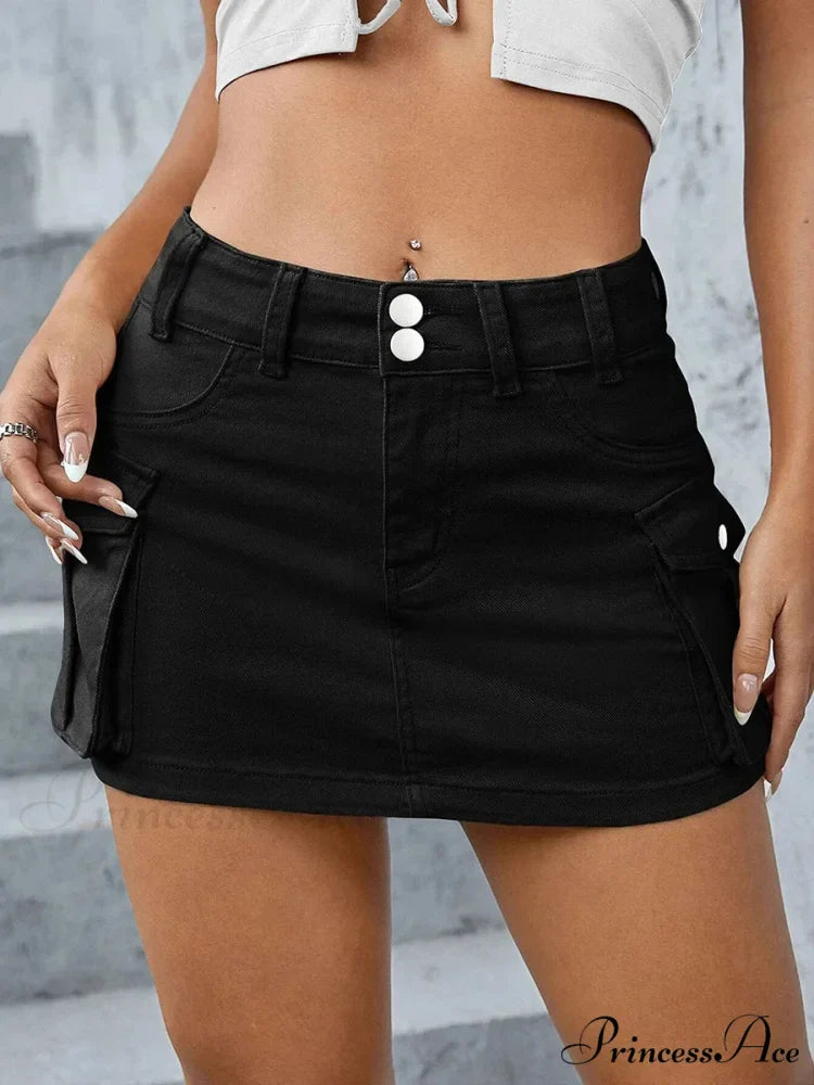Cargo Pocket Small Waist Skirt