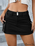 Cargo Pocket Small Waist Skirt