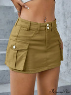 Cargo Pocket Small Waist Skirt