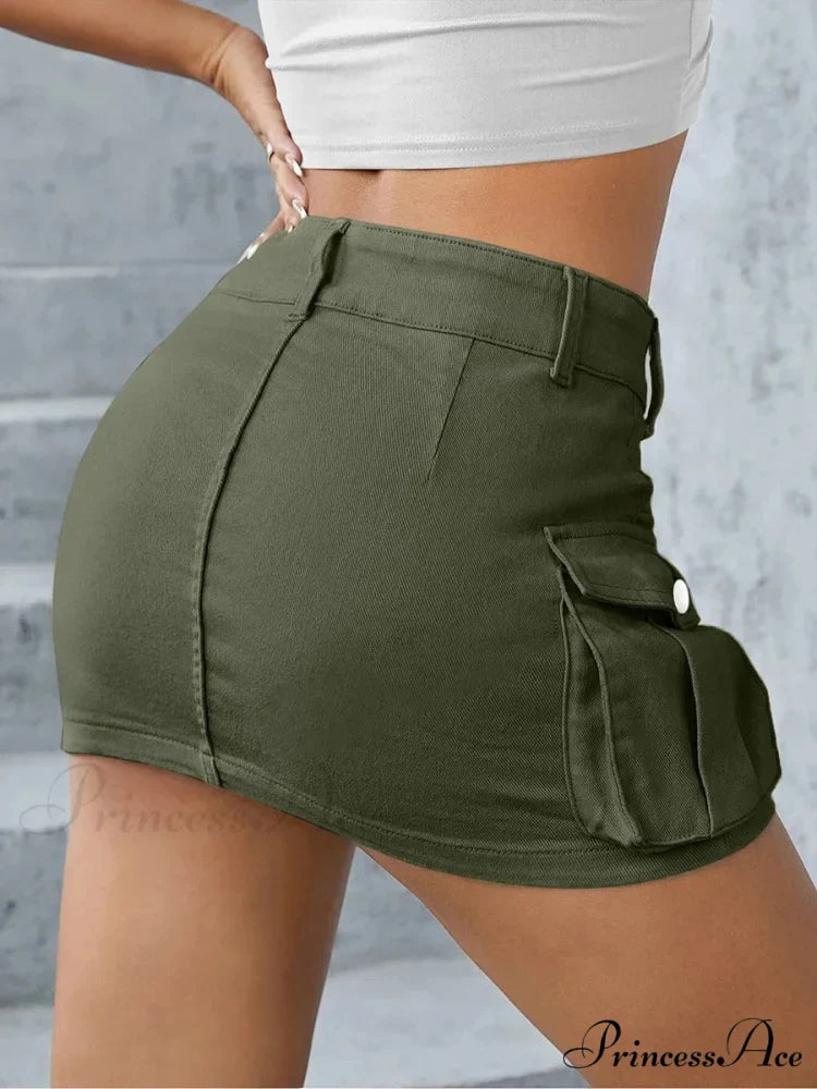 Cargo Pocket Small Waist Skirt
