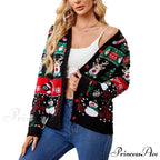 Cartoon Deer Snowman Christmas Cardigan