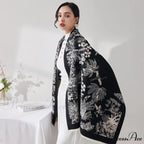 Cashmere Floral Print Winter Blanket Wrap Scarf