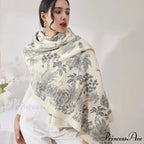 Cashmere Floral Print Winter Blanket Wrap Scarf