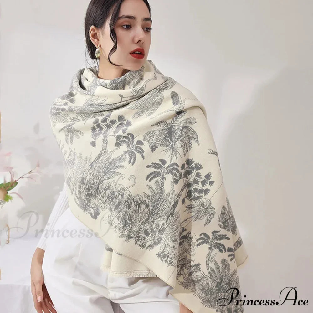 Cashmere Floral Print Winter Blanket Wrap Scarf