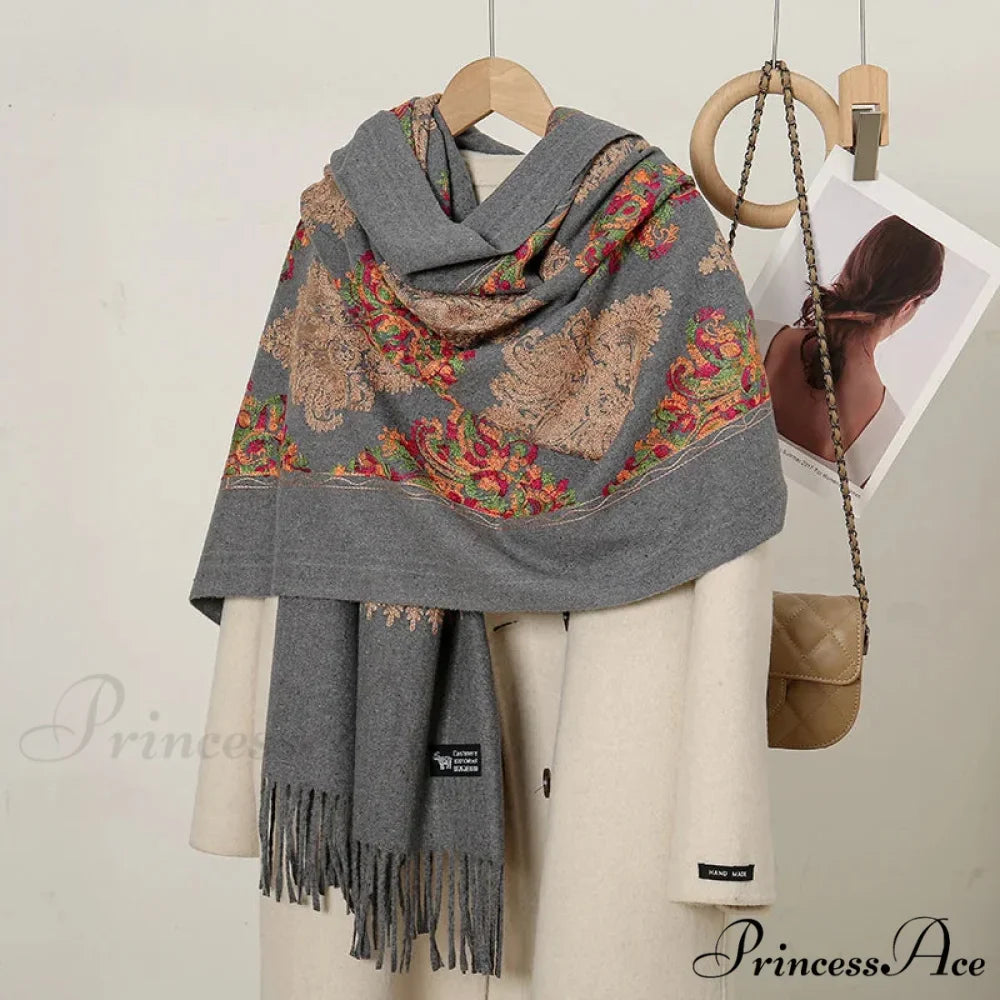 Cashmere Floral Print Winter Blanket Wrap Scarf