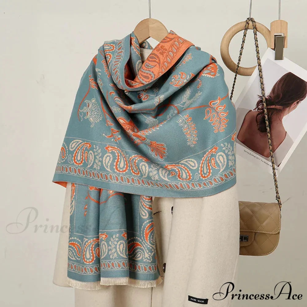 Cashmere Floral Print Winter Blanket Wrap Scarf
