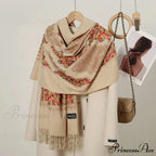 Cashmere Floral Print Winter Blanket Wrap Scarf