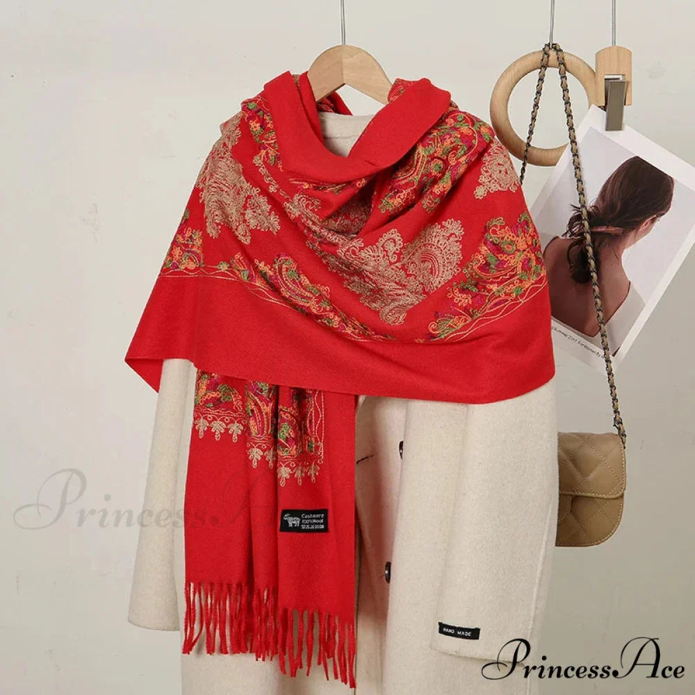 Cashmere Floral Print Winter Blanket Wrap Scarf
