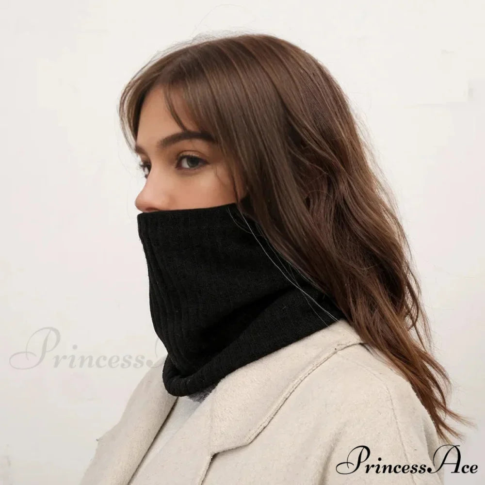 Cashmere Knit Ring Wool Neck Warmer Scarf for Women