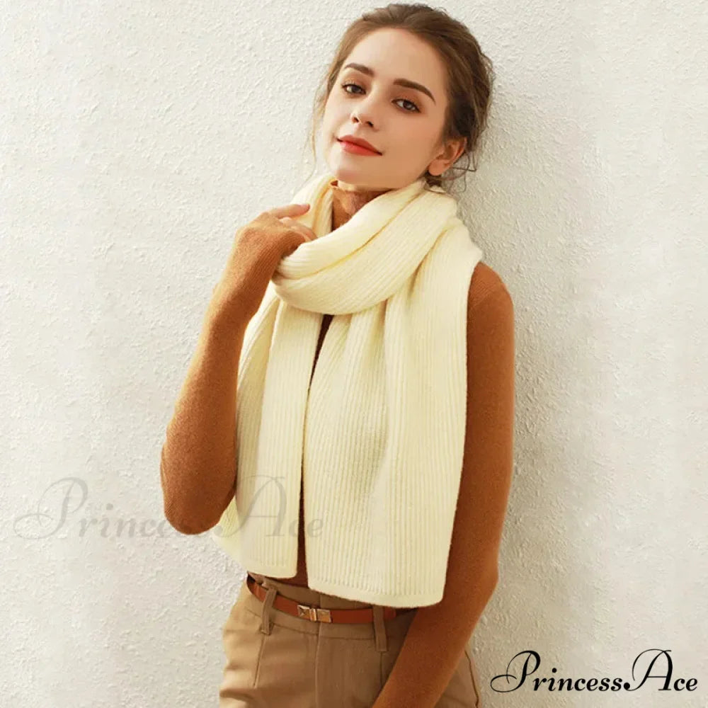Cashmere Rib Knit Winter Scarf - Long Muffler for Women