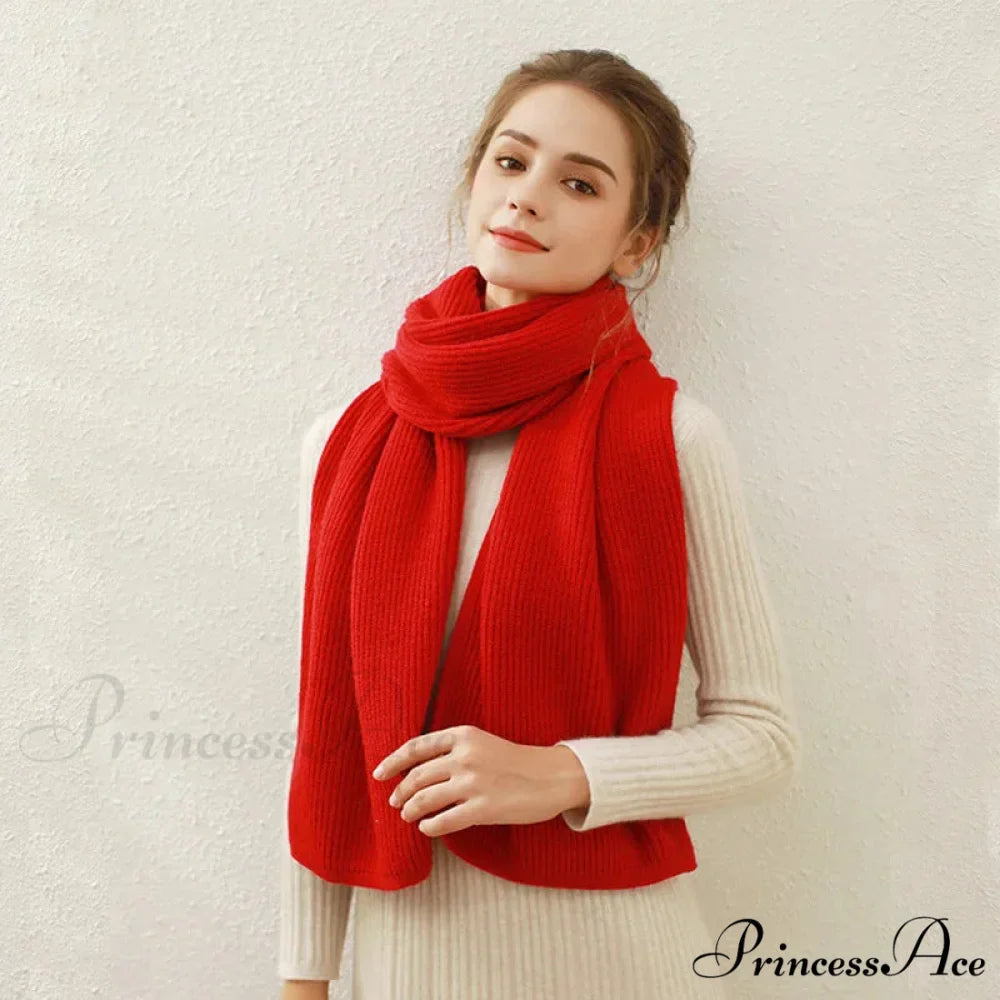 Cashmere Rib Knit Winter Scarf - Long Muffler for Women