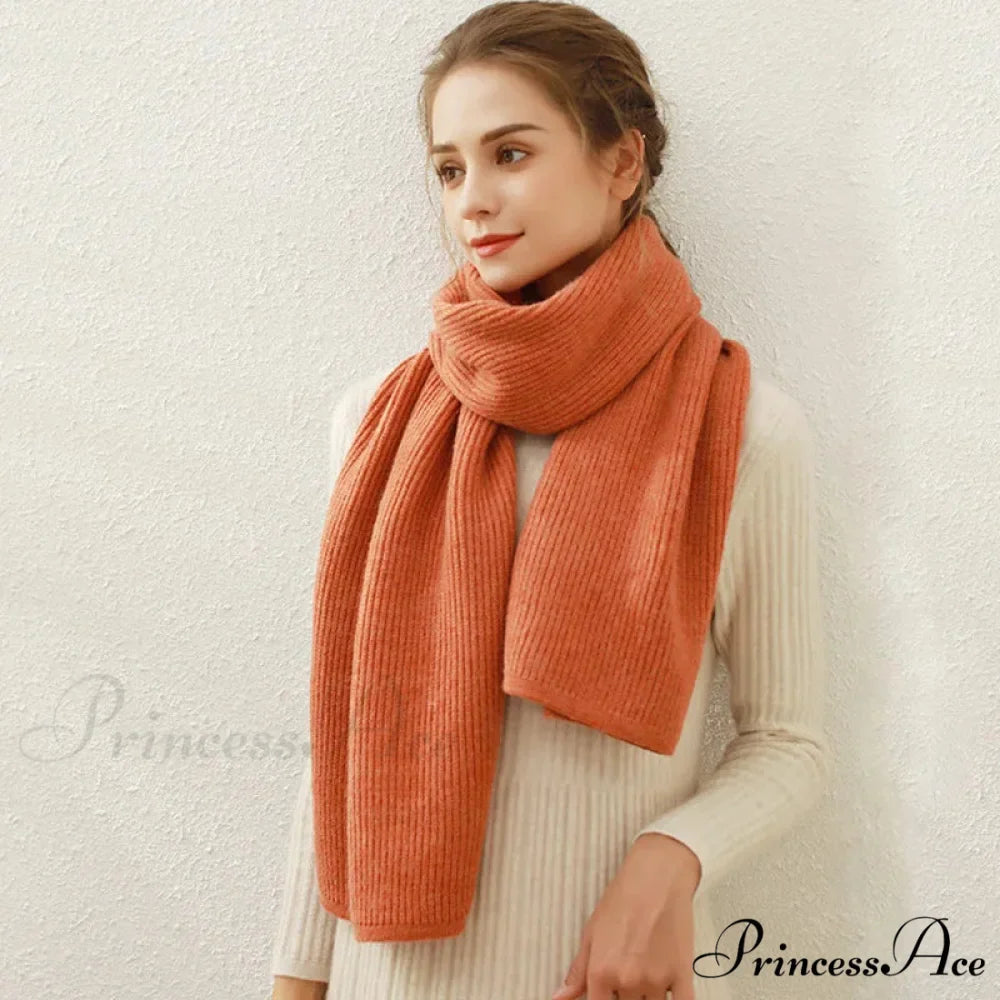 Cashmere Rib Knit Winter Scarf - Long Muffler for Women
