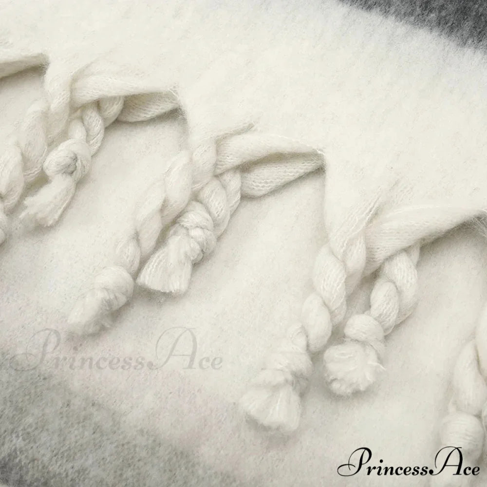 Cashmere Thick Warm Blanket Colorful Plaid with Long Tassels Soft Wrap Scarf