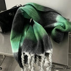 Cashmere Thick Warm Blanket Colorful Plaid with Long Tassels Soft Wrap Scarf