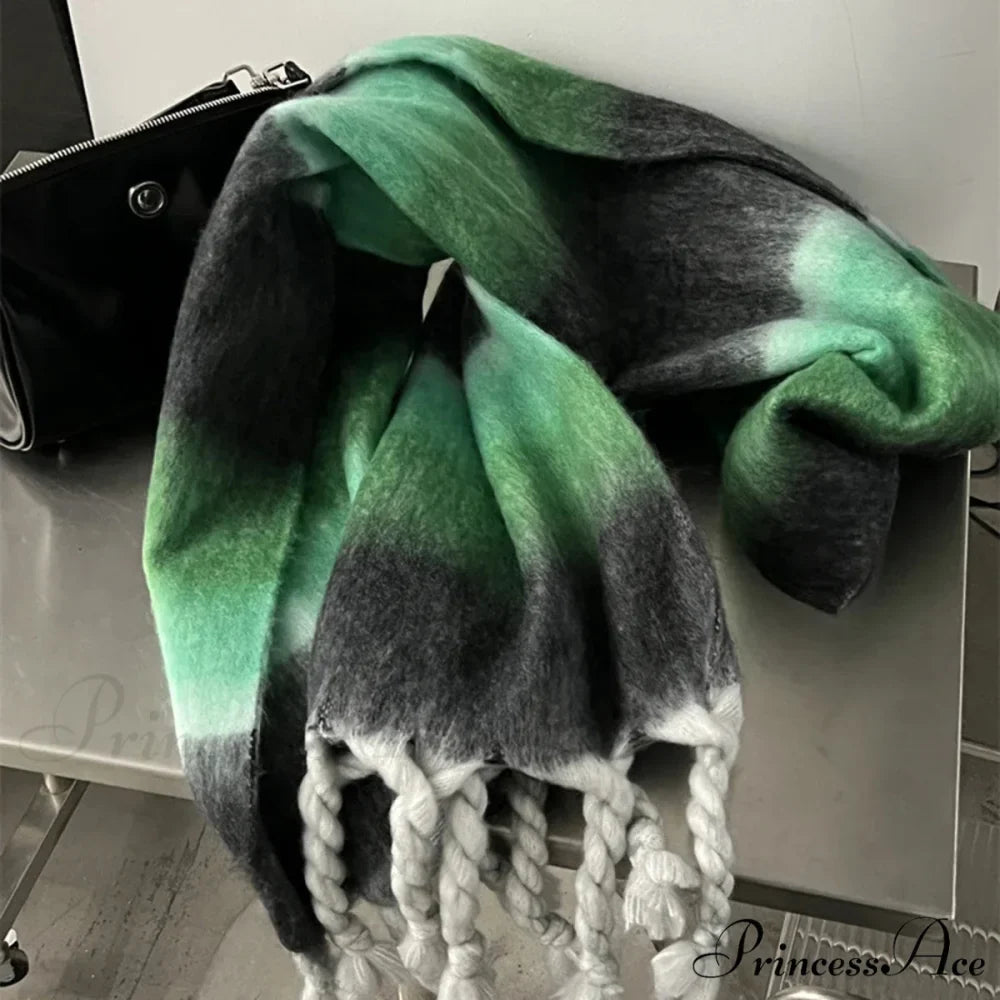 Cashmere Thick Warm Blanket Colorful Plaid with Long Tassels Soft Wrap Scarf