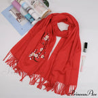 Cashmere Winter Flower Pashmina Shawl with Tassels