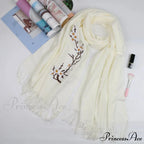 Cashmere Winter Flower Pashmina Shawl with Tassels