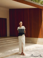 Casual Cotton Blends Trendy Striped Knit Top