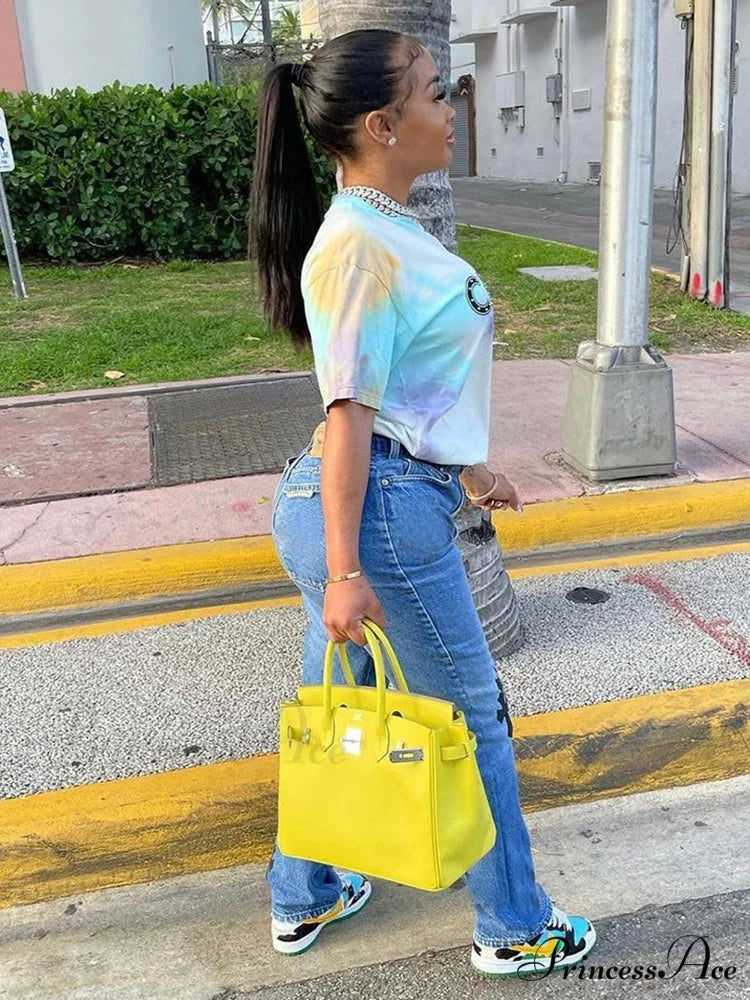 Casual Cross Printed Baggy Jeans