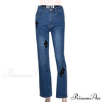 Casual Cross Printed Baggy Jeans