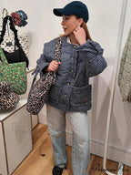 Casual Double-side Printed Lace Up Cotton Elegant Single Breasted Pockets Ruffles Coat