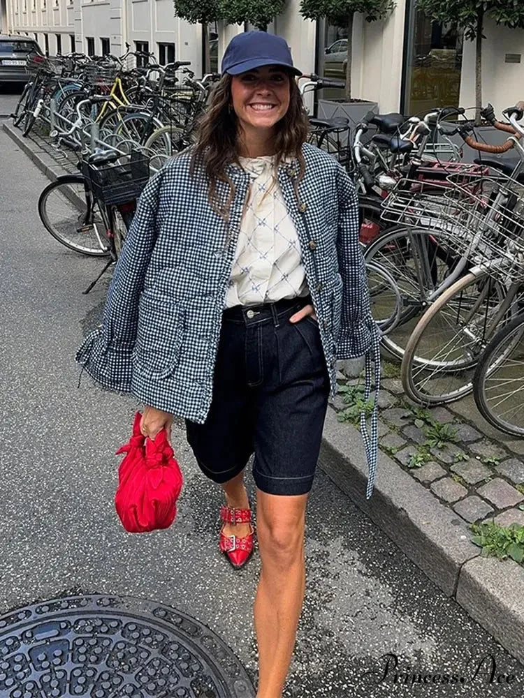 Casual Double-side Printed Lace Up Cotton Elegant Single Breasted Pockets Ruffles Coat