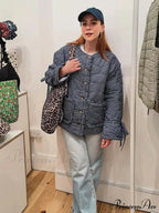 Casual Double-side Printed Lace Up Cotton Elegant Single Breasted Pockets Ruffles Coat