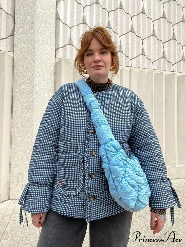 Casual Double-side Printed Lace Up Cotton Elegant Single Breasted Pockets Ruffles Coat