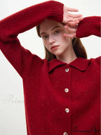 Casual Full Sleeve Loose Layup Knitwear Red Christmas Sweater