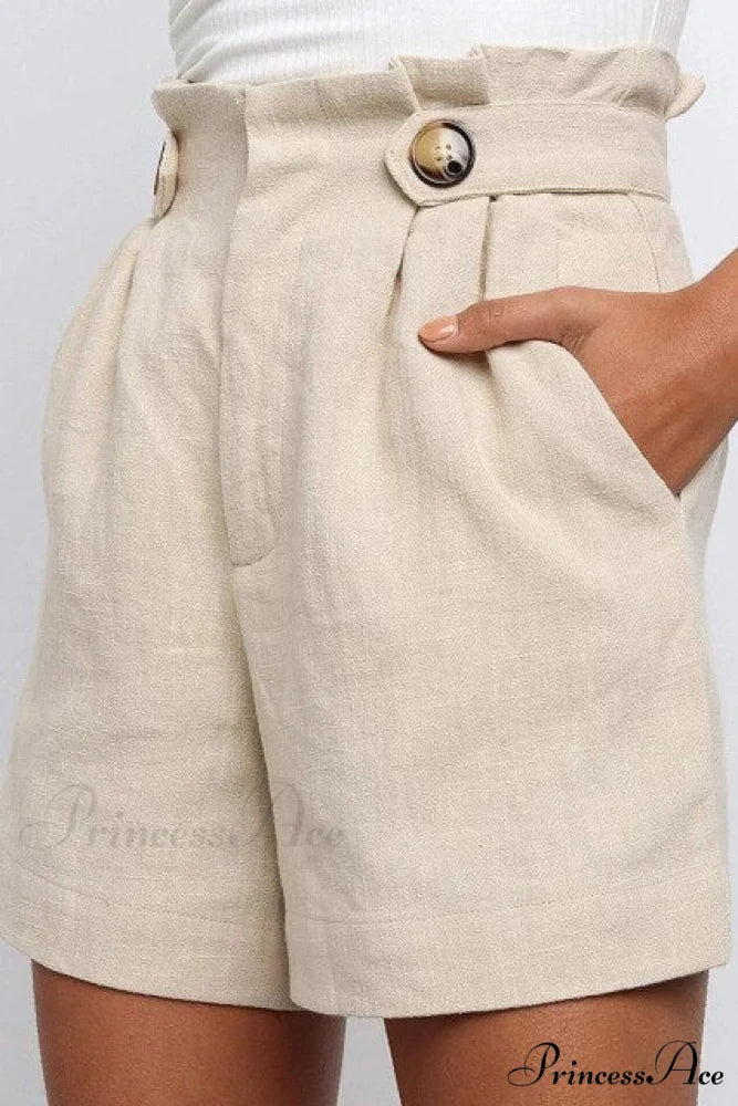Casual High Waist Loose Cotton Hemp Shorts