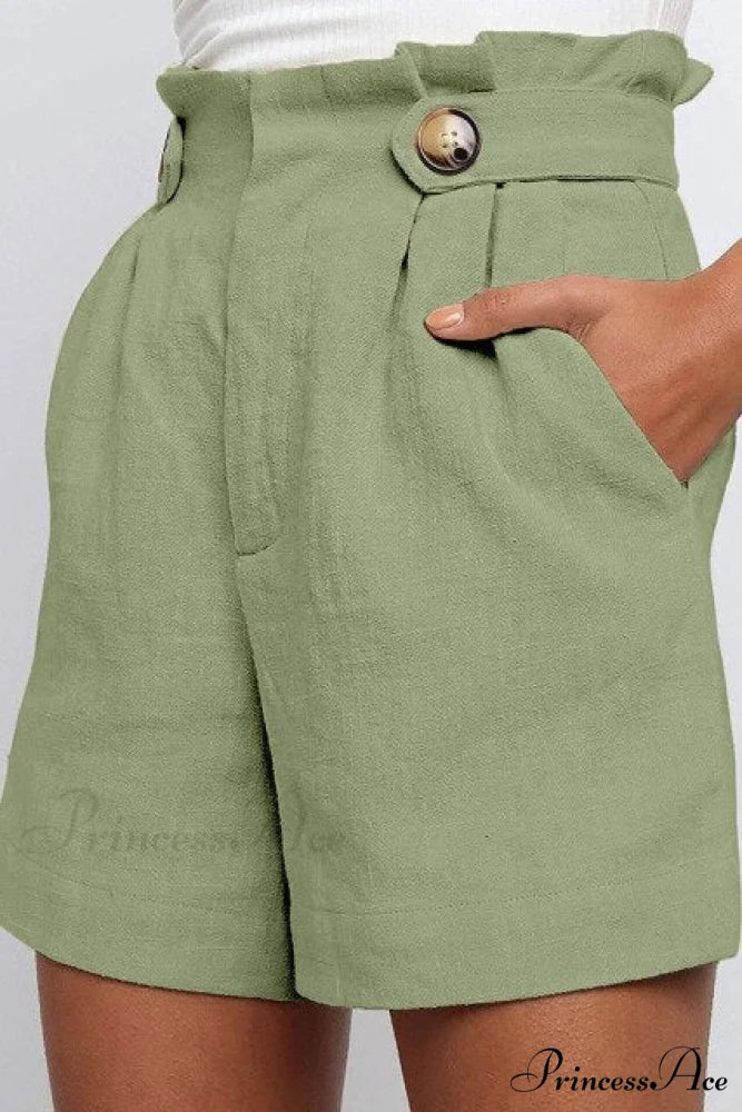 Casual High Waist Loose Cotton Hemp Shorts