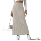 Casual High Waist Sexy Knitted Elegant Solid Long Autumn Winter Fashionable Skirt