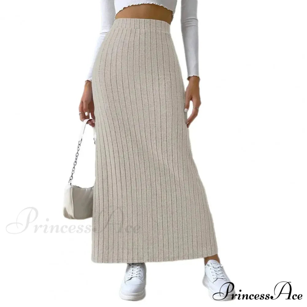 Casual High Waist Sexy Knitted Elegant Solid Long Autumn Winter Fashionable Skirt