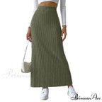 Casual High Waist Sexy Knitted Elegant Solid Long Autumn Winter Fashionable Skirt