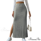 Casual High Waist Sexy Knitted Elegant Solid Long Autumn Winter Fashionable Skirt