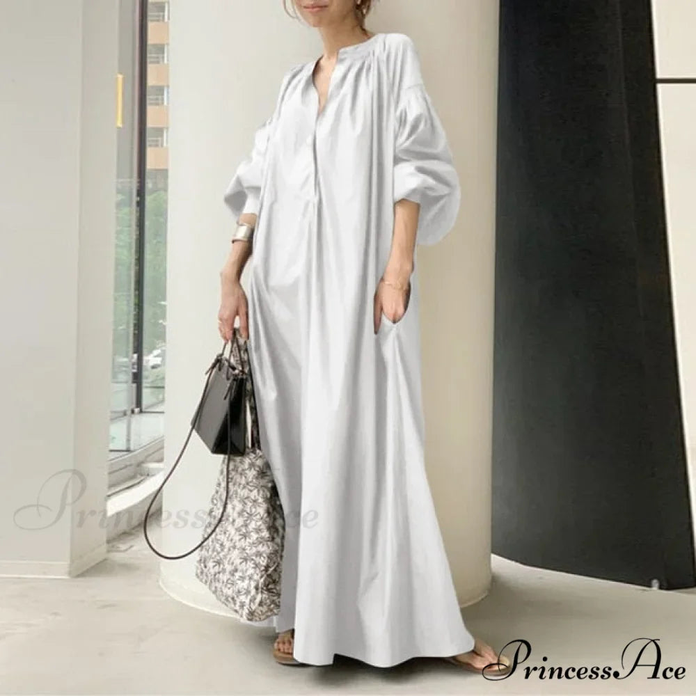 Casual Lantern Sleeve Maxi Sundress