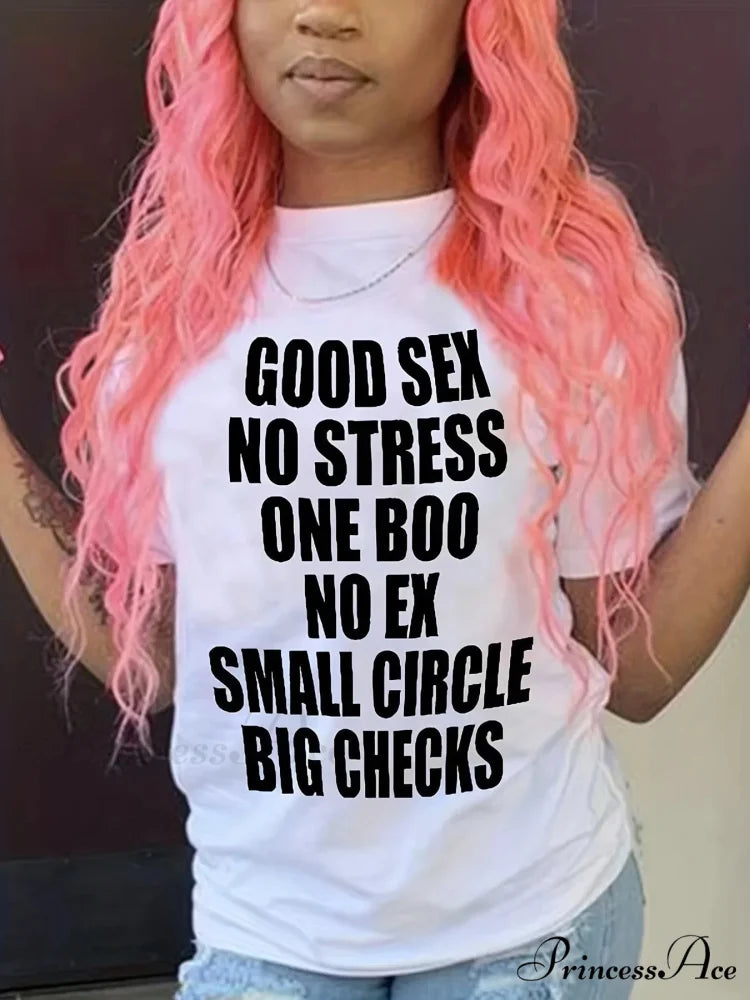 Casual Letter Print Short Sleeve Crew Neck Women's Clothing T-shirt